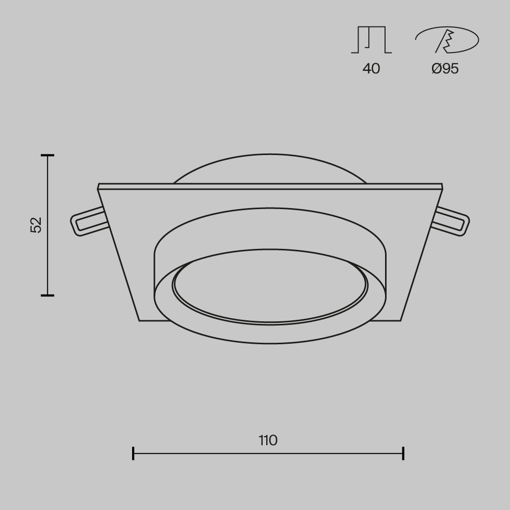 встраиваемый светильник maytoni technical hoop dl086-gx53-sq-w