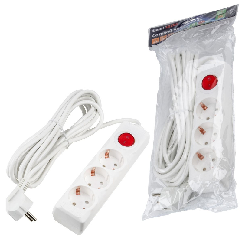удлинитель бытовой uniel ultra s-gcu3-5b white ul-00010018