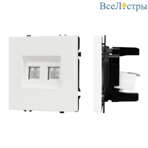 Механизм сдвоенной компьютерной розетки Arlight SCT-NOBE-MPC2-SFPL-WH (RJ-45, CAT6) 054312