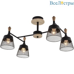 Люстра на штанге Reluce 01492-0.3-04 BK+WOOD
