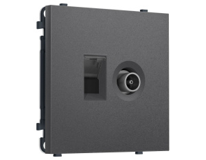 Комплект механизма розетки компьютерной + TV оконечной SIGMA Антрацит серый RJ-45 Ambrella Volt MS662510 (SP6625, PR195)