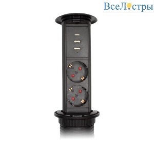 Блок розеток LE3 (2 секции 2 USB + 1 type-C беспроводная зарядка) Mebax 00-00002874