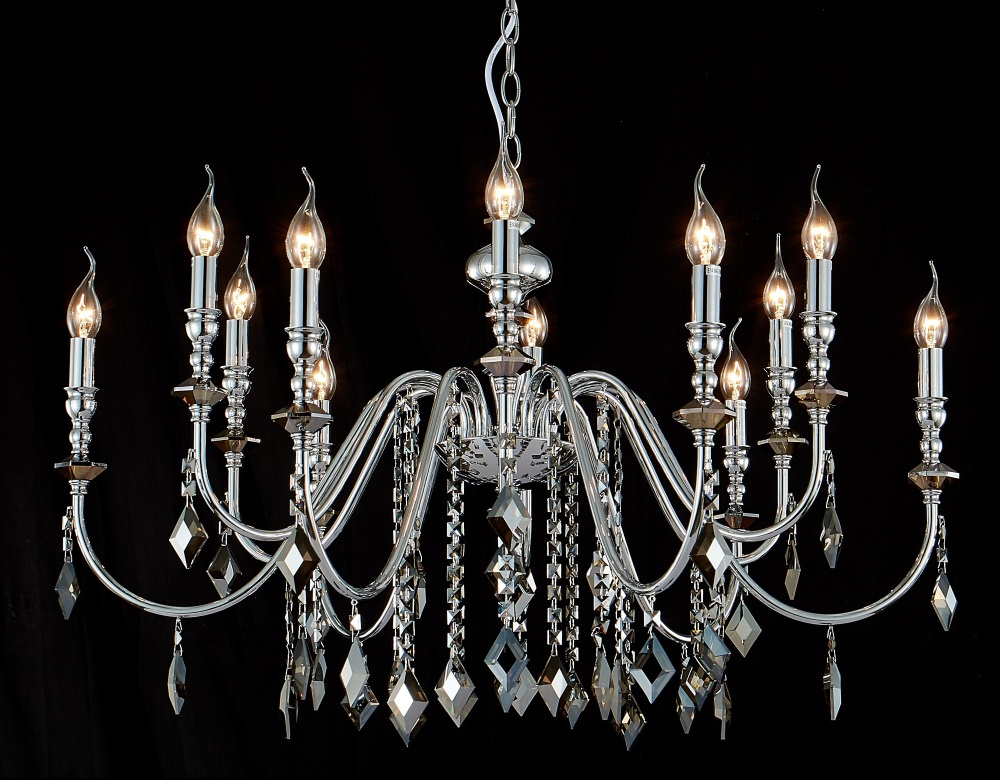 подвесная люстра crystal lux mercedes sp6+6 chrome/smoke