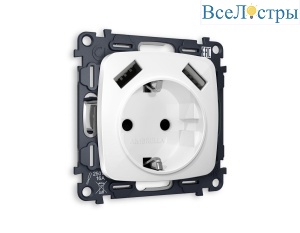 Комплект механизма электрической розетки USB A+A 18W Ambrella Volt Omega (OP1090, VM155) MO109010