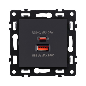 Розетка USB A+C 65W, черный Kollinger Asthetik AS-024BK