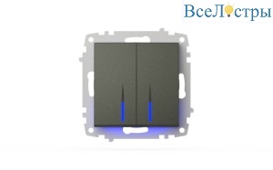 Выключатель двухклавишный с подсветкой ELBI Zena Vega 609-011100-203