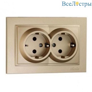 Розетка 2К+З двойная Mono Electric Despina 16A 250V винтовое подключение титан 102-222204-120
