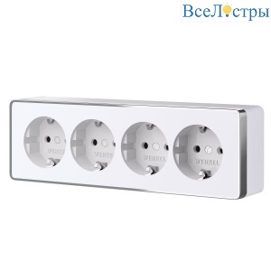 Розетка четверная с заземлением и шторками Werkel Gallant (белый) W5072210 4690389218002 a071252