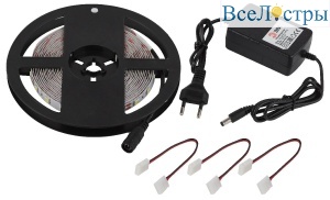 Комплект светодиодной ленты Эра 12В 5050 14,4Вт/м 6500K 5м IP20 5050kit-14,4-60-12-IP20-6500-5m Б0043065