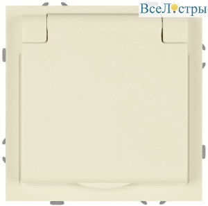 Розетка Эра Galaxy 15-2103-02 c заземлением 2P+E Schuko со шторками с крышкой 16А-250В IP20 слоновая кость Б0070661