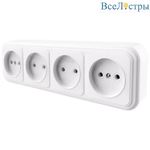 Розетка четырехместная 2P Stekker Брест белый PST16-60-20 39701