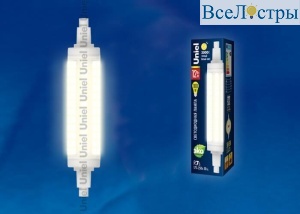 Лампа светодиодная (UL-00001555) Uniel R7s 12W 3000K прозрачная LED-J118-12W/WW/R7s/CL PLZ06WH