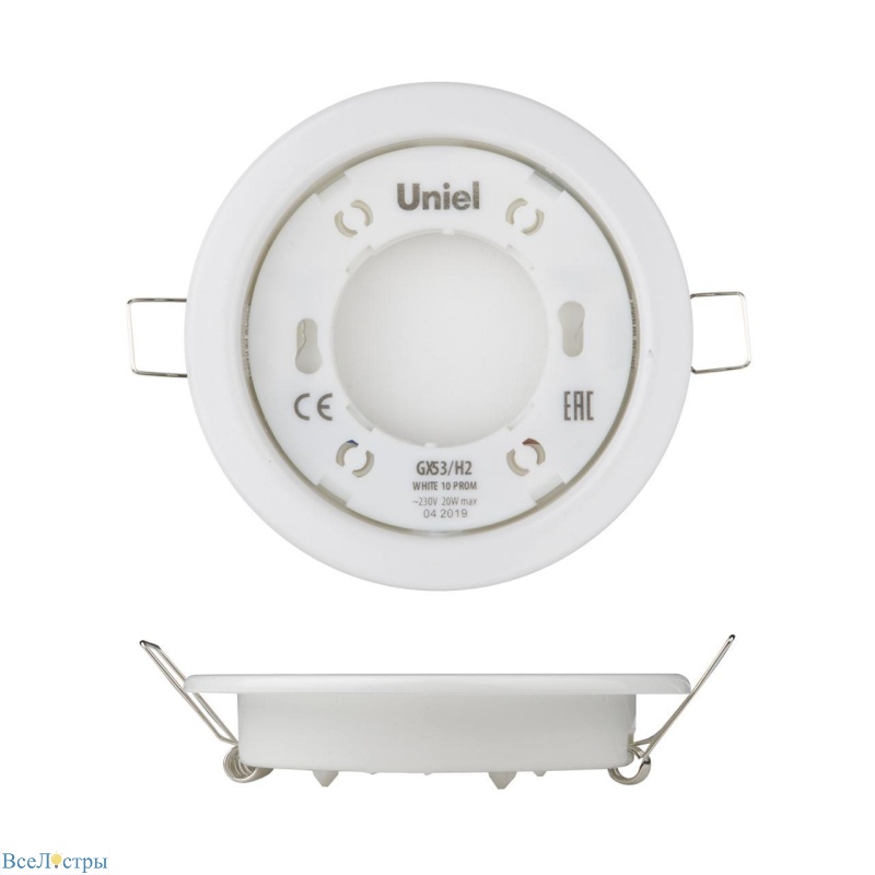 встраиваемый светильник (ul-00005051) uniel gx53/h2 white 10 prom
