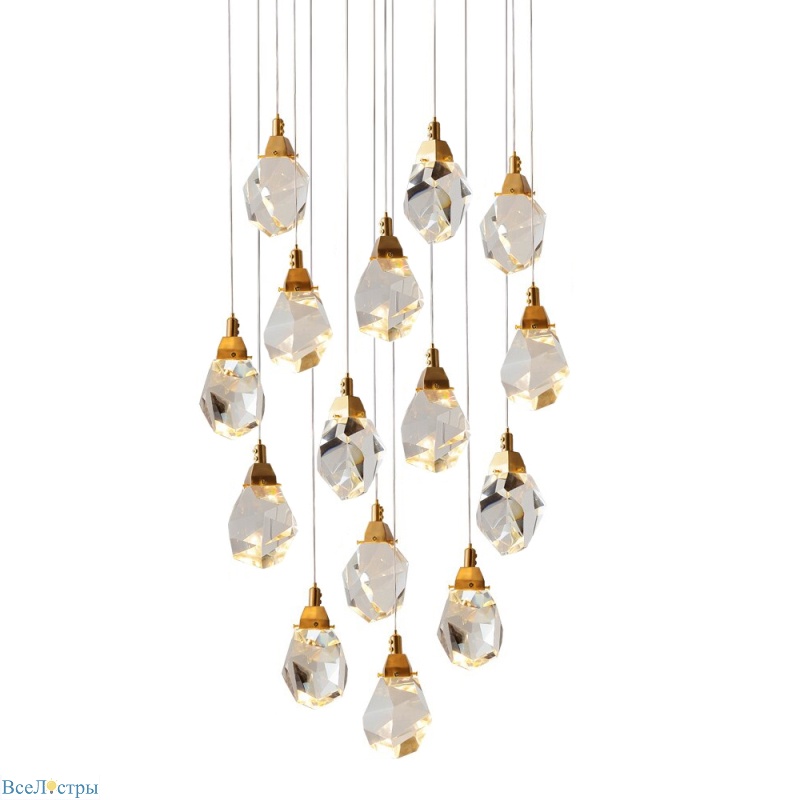 подвесной светильник delight collection crystal rock ii 9701p/15r brass
