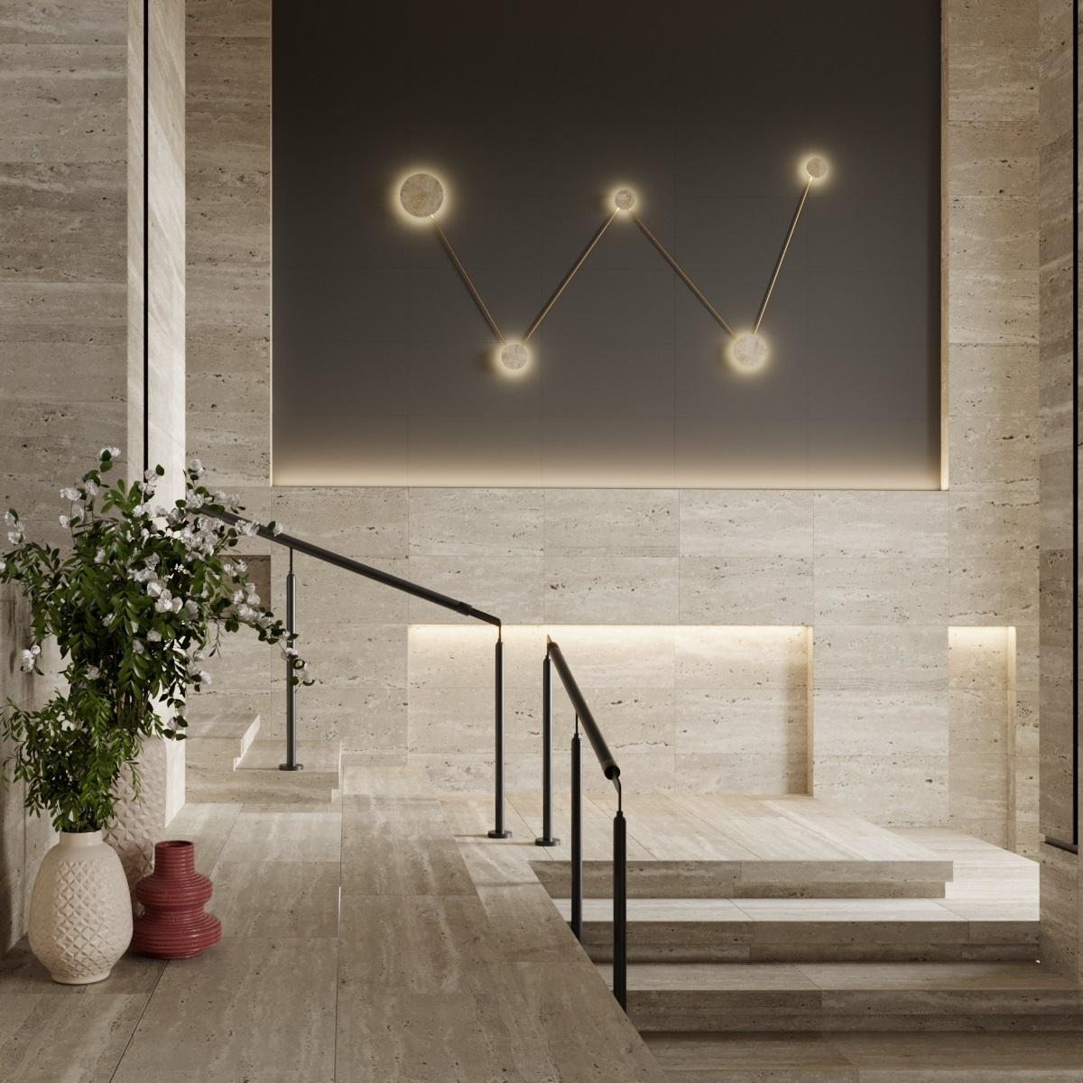настенный светодиодный светильник odeon light hightech travertino 6625/25wl