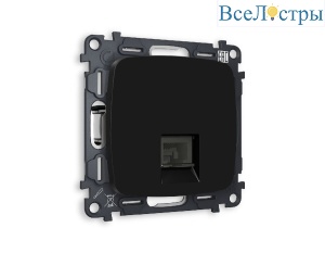 Комплект механизма телефонной розетки RJ-11(4P4C) со шторкой Ambrella Volt Omega MO812030