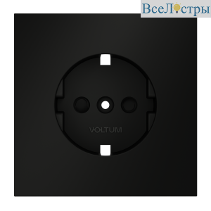 Накладка для розетки с заземлением и защитными шторками Voltum S70 (черный матовый) VLS000708