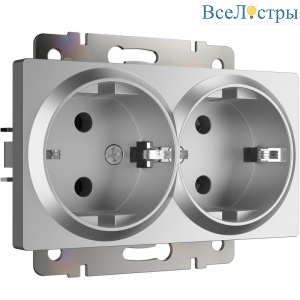 Розетка двойная с заземлением Werkel серебряный W1172006 4690389156465