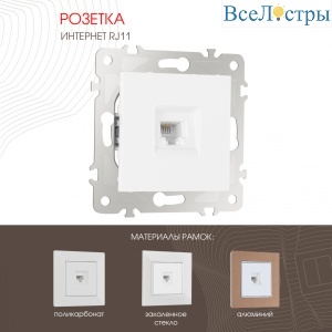 Розетка телефонная RJ11 Arte Milano 203.51-1.white
