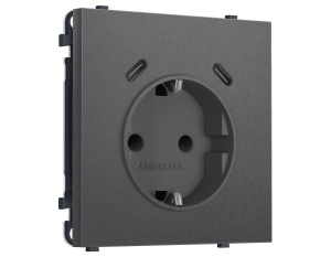 Комплект механизма электрической розетки SIGMA Антрацит серый 2USB С+C 20W Ambrella Volt MS660510 (SP6605, PR165)