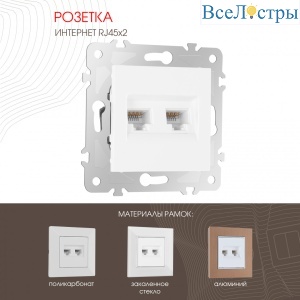Розетка двойная RJ45 Arte Milano 203.45-2.white