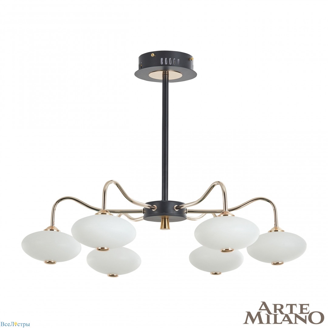 люстра на штанге arte milano neapolis 273908/6 bk/gd