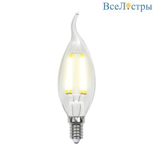 Лампа светодиодная филаментная (UL-00001374) Uniel E14 6W 4000K прозрачная LED-CW35-6W/NW/E14/CL PLS02WH