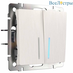 Выключатель Werkel двухклавишный проходной с подсветкой перламутровый W1122113 4690389160967