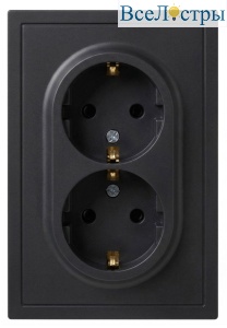 Розетка Эра Galaxy 15-2105-05 с заземлением двойная 2X2P+E Schuko со шторками IP20 16А-250В антрацит Б0070705