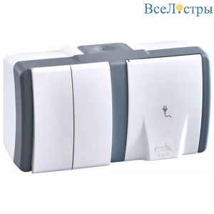 Розетка 2-я Mono Electric Octans IP54 16A 250V бело-серый 154-020001-182