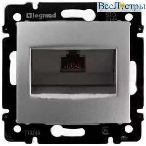 Розетка компьютерная RJ45 Legrand Valena 6 кат UTP с захватами алюминий 770246