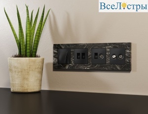 Лицевая панель Alfa (Черный матовый) для вывода кабеля Quant Ambrella Volt AP8158
