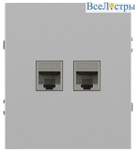Розетка Эра Arktik 16-3108-03 информационная двойная 2XRJ45 алюминий Б0070486