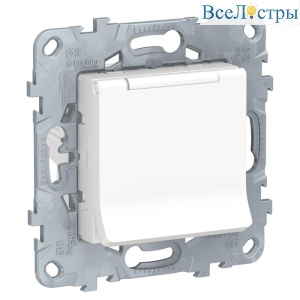 Розетка Schneider Electric Unica New с/з со шторками, с крышкой 16A 250V NU503718TA