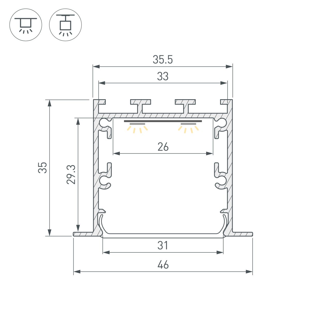 профиль arlight linia49-f-m-2500 white (алюминий) 059365