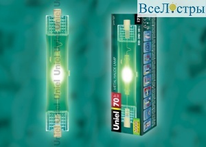 Лампа металлогалогенная линейная (04848) Uniel R7s 70W прозрачная MH-DE-70/GREEN/R7s