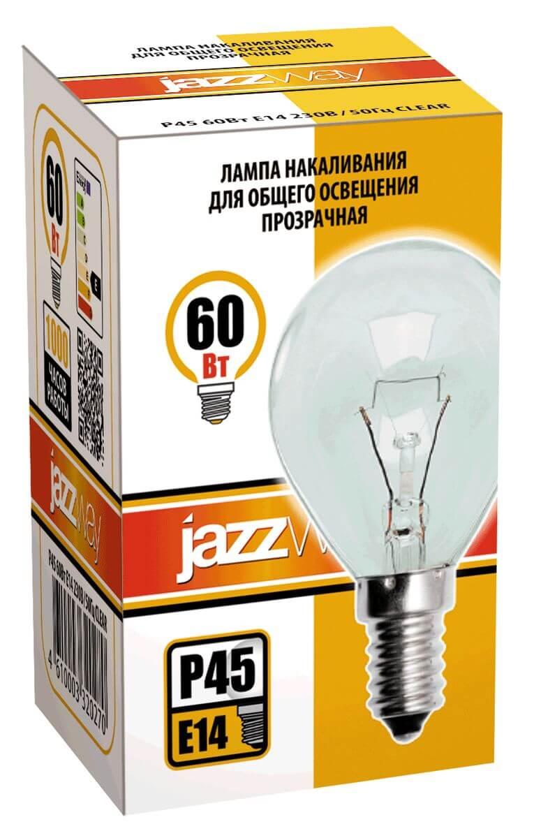 лампа накаливания jazzway e14 60w 2700k прозрачная 3320270