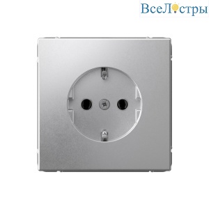 Розетка с заземлением 16А Systeme Electric ArtGallery Алюминий GAL000343S
