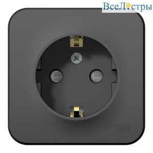 Розетка с/з со шторками, 16А, 250В Systeme Electric Blanca наруж Антрацит BLNRA011106