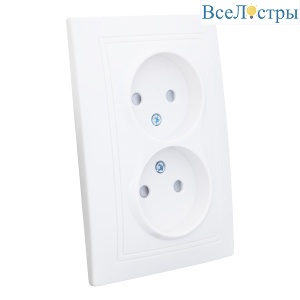 Розетка 2П двойная с защ. шт. скрытой установки 16А 250В IP20, белая (керамика) "Дельта" General 477218