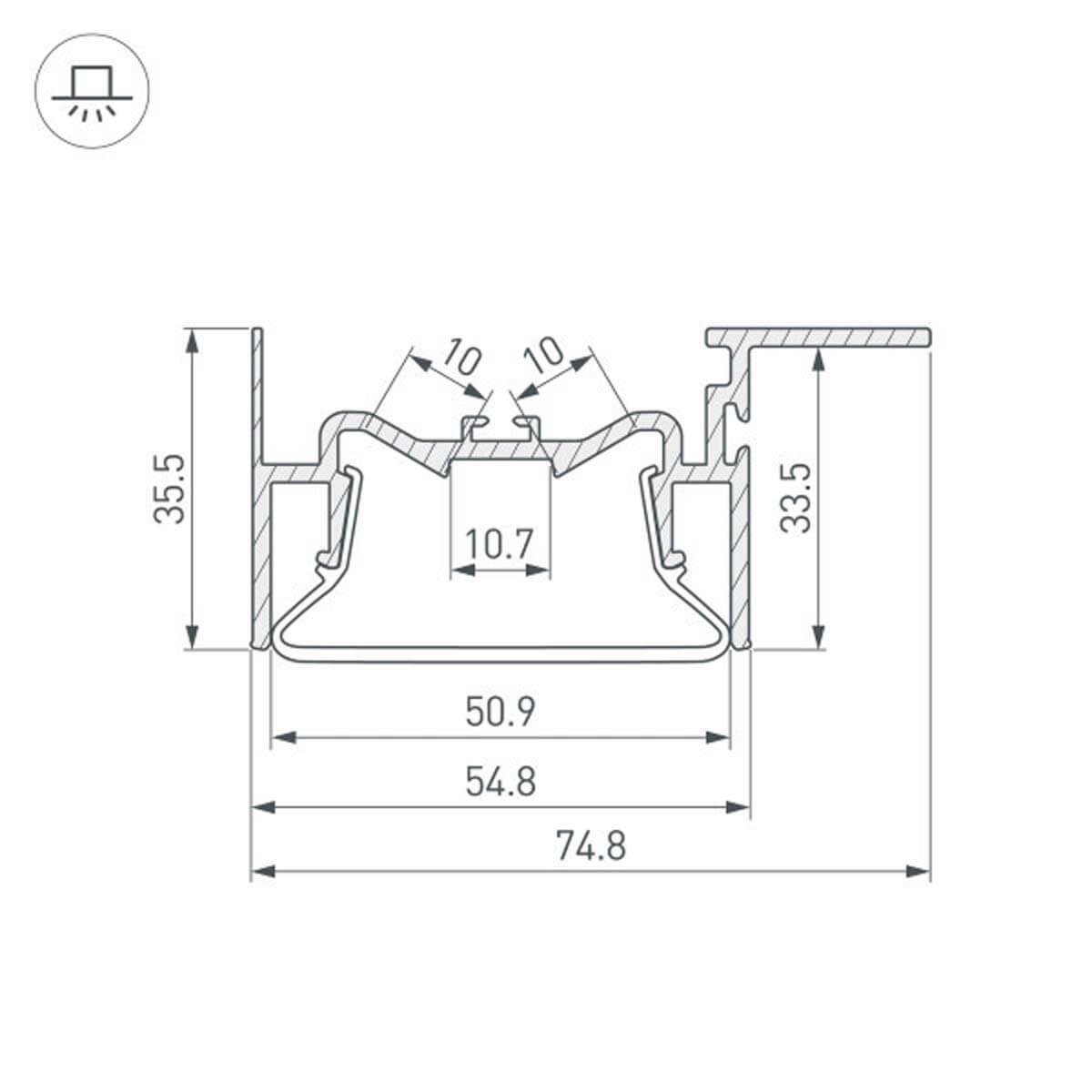 профиль arlight foled-50-ceil-side-2000 035770