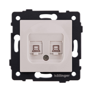 Розетка двойная Ethernet RJ45 Cat.6, кашемир матовый Kollinger REA-019CM для Aspekt, Eleganz, Reflex