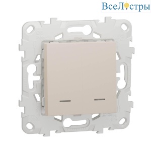 Выключатель двухклавишный Schneider Electric Unica New NU521144N