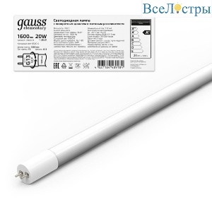 Лампа светодиодная Gauss G13 20W 6500К матовая 93039-R