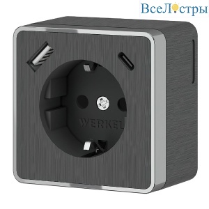 Розетка с заземлением, шторками и USB тип A+C Werkel Gallant W5071704 4690389179617 a057704