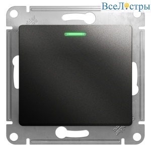 Переключатель 1-клавишный с подсветкой сх.6а, 10АХ Systeme Electric Glossa Антрацит GSL000763