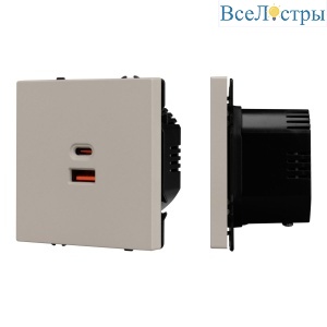 Механизм розетки с быстрой USB зарядкой Arlight SCT-NOBE-MUAC-SFPL-FC-CA (65W, QC3) 059446