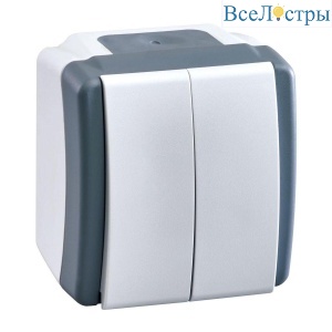 Выключатель Mono Electric Octans IP54 двухклавишный бело-серый 154-020001-102