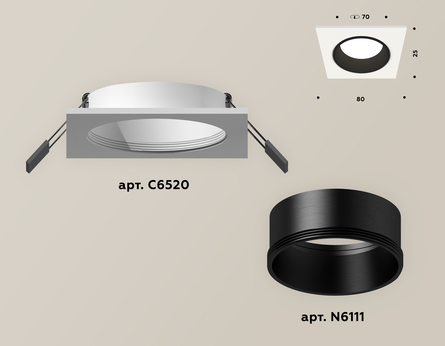 встраиваемый светильник ambrella light techno xc6520002 (c6520, n6111)