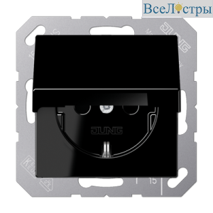 Розетка 2K+З с крышкой Jung A1520KLSW